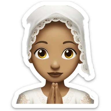 Light skin girl praying with eyes closed and lace white veil  sticker