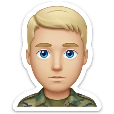 Blonde hair blue eye white guy in camouflage shirt sticker