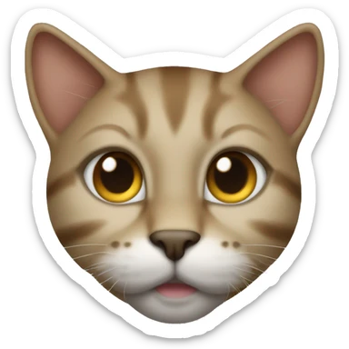 cat.  fur is a warm golden-brown color with subtle darker tabby markings. The body is well with a strong, muscular frame. Its legs are relatively short, and the tail is thick and slightly tapered, matching the overall round and solid appearance. sticker