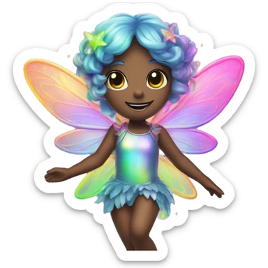 Iridescent fairy flying twinkle rainbow neon sticker