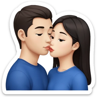 Asian girl and European guy kiss sticker