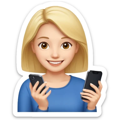 frau ist glücklich am Smartphone sticker