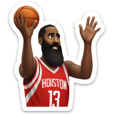James harden holding up a 3 sticker