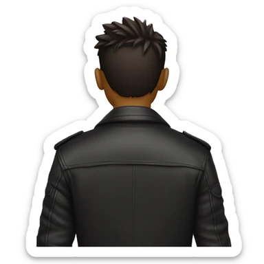 cool boy with leather jacket, from the back sticker