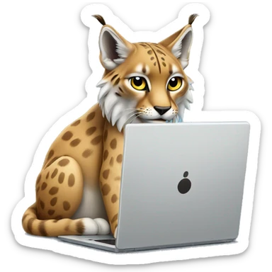 A lynx with a laptop sticker