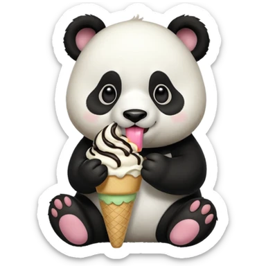 Panda eating ice cream sticker