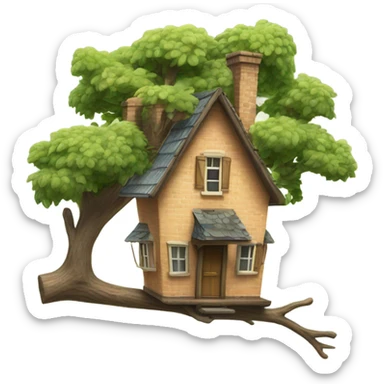 a house on a branch, with the letters EV sticker