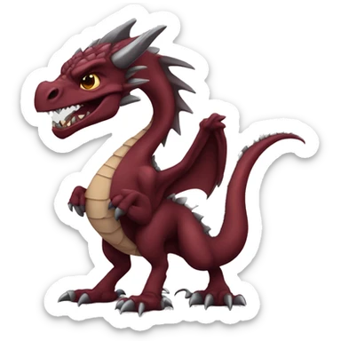Cool edgy badass Maroon dragon-raptor with darker mane sticker
