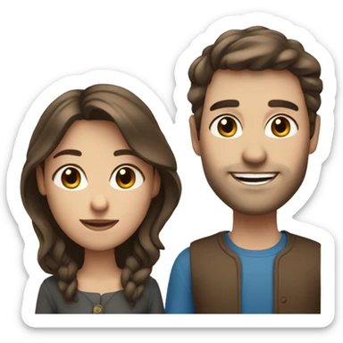 woman and man with brown hair and blue eyes together  sticker