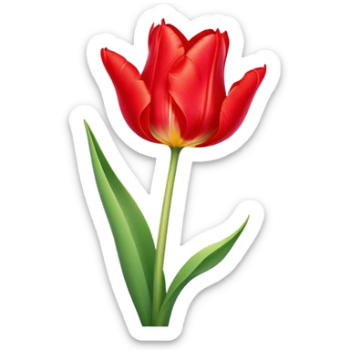 ​Cinematic Realistic Tulip, depicted as a single, exquisitely detailed bloom with vibrant red petals and a delicate stem, softly illuminated by natural light that highlights its graceful beauty and elegant form, sticker