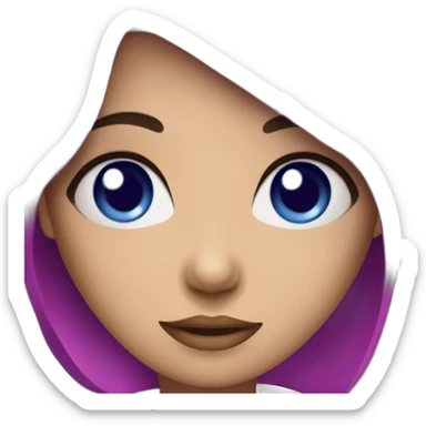 A girl with a short dark blue hair and fuchsia eyes sticker