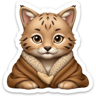 Cozy bobcat cub in blanket sticker
