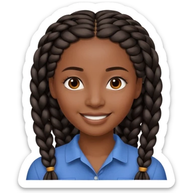 kenyan woman with long, black, braided hair in rows, brown eyes, pretty, round face sticker