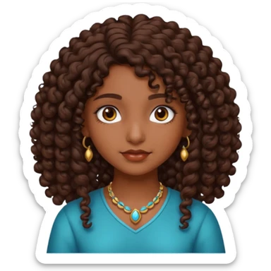 Teen Indian girl gorgeous curly brown hair sticker