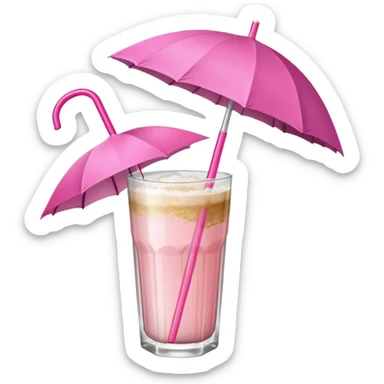 coconut drink with pink umbrella and a pink straw sticker