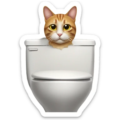 Cat sitting on toilet sticker