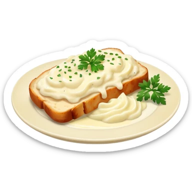 chicken slices with alfredo sauce and mashed potatoes on the side sticker