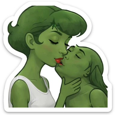 girl with hector fort kissing sticker