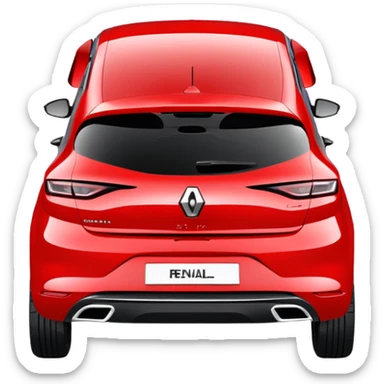 Renault Megane E-Tech electric car, rear view, red color with hatchback design sticker