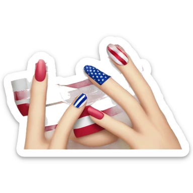 american flag with a manicure, fake lashes, lipstick, and hair sticker
