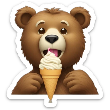 bear eating ice cream sticker