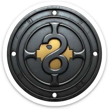 Minimal emoji, gothic metal coin made of black steel, engraved number 2 at the center, ancient industrial aesthetic, worn metal texture, no glow, no neon, flat emoji design, centered, transparent background sticker