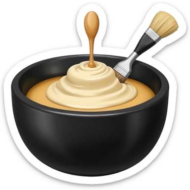 bowl of blonde hair dye with a brush next to it sticker