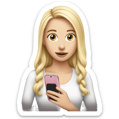 White Girl scrolling phone sticker