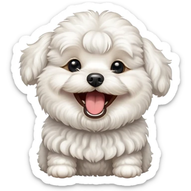White maltipoo laughing sticker