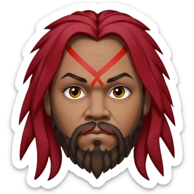 Max Cavalera (b.1969) with dark red long hair with black highlights sticker