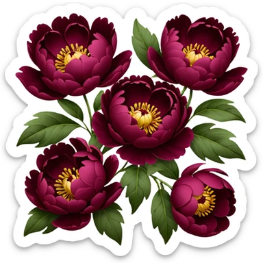 burgundy peonies sticker