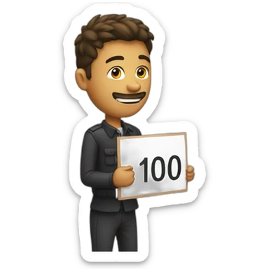 man holding sign that says 10/10 sticker