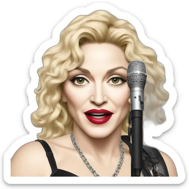 pop singer madonna wearing a wireless microphone sticker