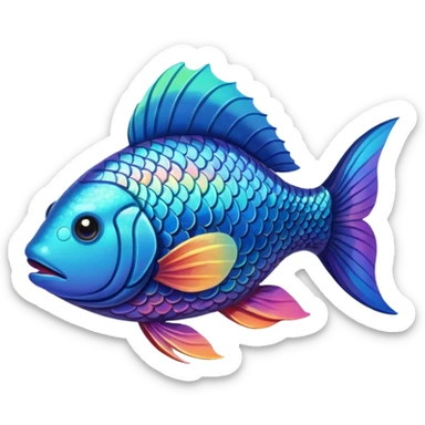 the flat side view of a super fictional fish sticker