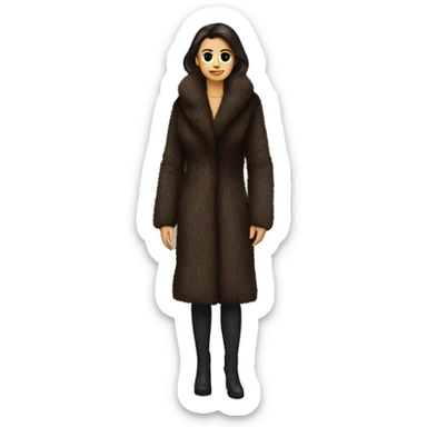 Realistic brunette mob wife full body fur coat sticker
