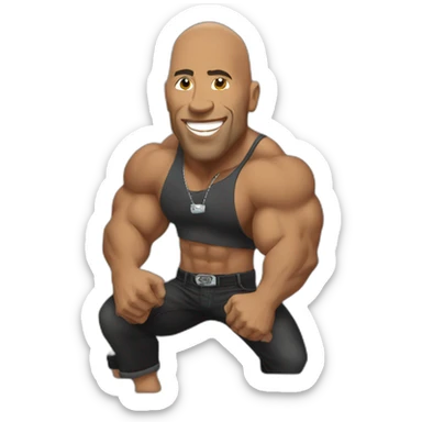 The Rock doing rock with a rock sticker