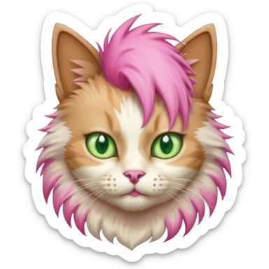 cat stiitng with pink mohawk sticker