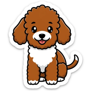 Brown poodle with white belly sticker