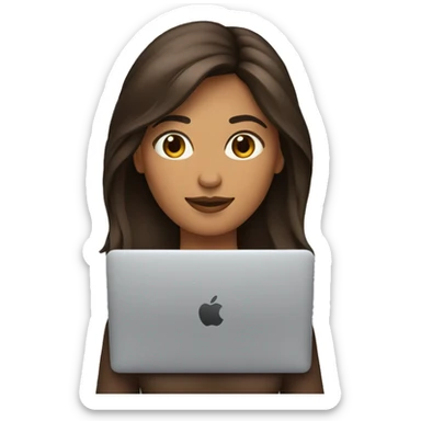 Femme brune travaille sur son macbook sticker