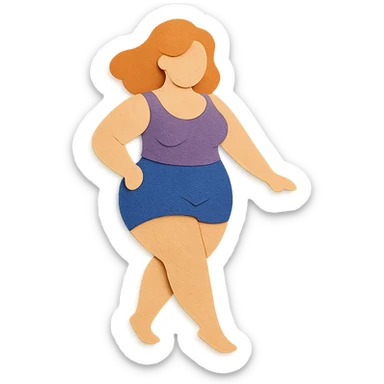 paper craft style woman with a curvy figure, creative cutout look sticker