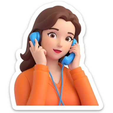 girl talking on phone bedroom background, close up pose sticker