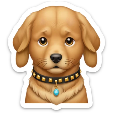 golden retriever dog frowning and wearing goth accessories sticker