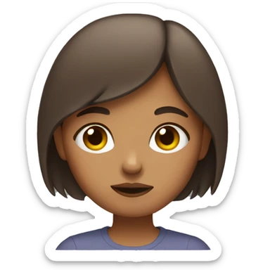 Girl with brown hair doing a peace and pout pose sticker