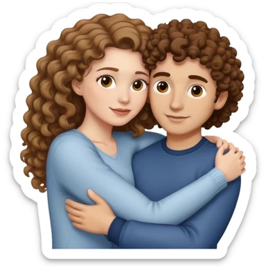 A white with with brown hair hugging a lightskin guy with curly hair  sticker
