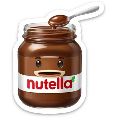 nutella jar with spoon emoji, fun and appetizing sticker