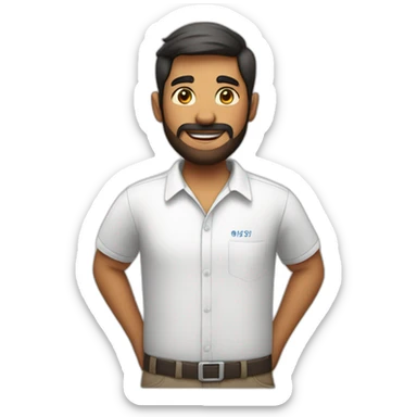 food deliver man wearing a shirt with text on it (kosher it’s) sticker