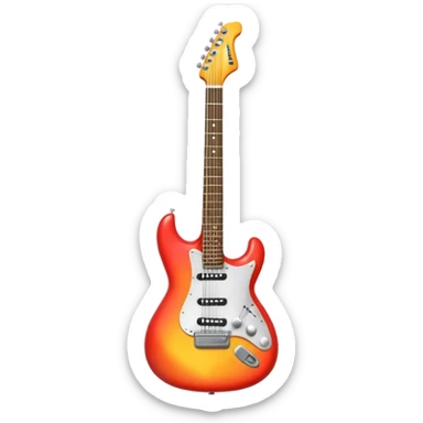 A 3D Apple-style emoji showing the word "ROCK" in bold metallic letters, with a small electric guitar leaning on the text, vibrant glowing effect, playful and energetic cartoon style, symbolizing rock music. sticker