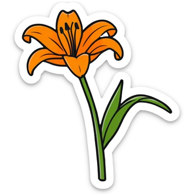 bright orange lily flower cartoonish sticker sticker