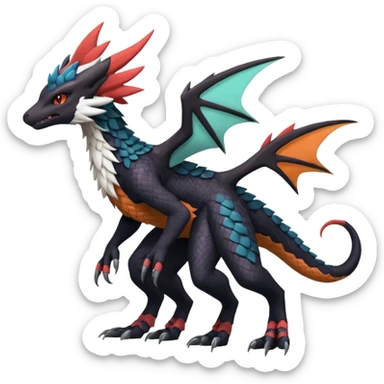 Salandit-Noivern-Mightyena-Silvally-Fakémon-hybrid-creature (full body)  sticker