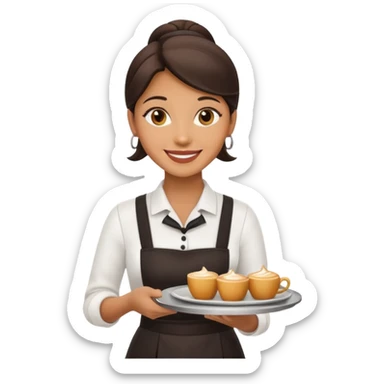 Cafe waiter woman with tray sticker